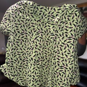 Patterned Green and Purple Women's Top